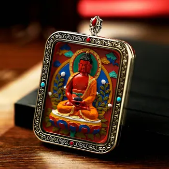 Cinnabar qo'l bo'yalgan marjon bu hayot Buddha tibbiyot Buddha Manjusri Bodhisattva marjonlarni artib