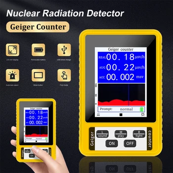 BR-9C Geiger Counter yadro radiatsiya yassi shaxsiy Dozimetre X-ray Beta Gamma yassi LCD radioaktiv Tester Real vaqt