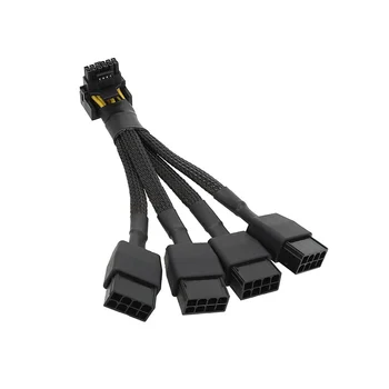 GPU RTX4090 RTX4080 4x8 pinli PCI-E dan 16 pinli grafik karta quvvat kabeli uchun 12vhpvr ulagichi 90 daraja tirsak kabeli