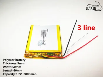 10dona / lot 3 liniyasi yaxshi Qulity 3.7 V,2000mAh,505060 o'yinchoq uchun polimer litiy ion / Li-ion batareya, elektr BANK, GPS, mp3, mp4