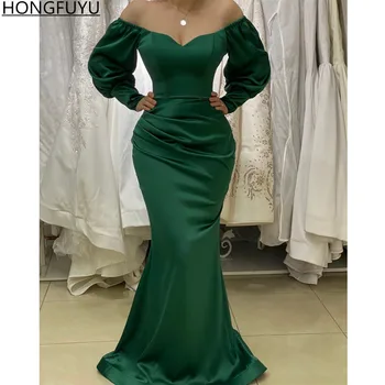Hongfuyu Mermaid Green Evening partiya kiyim elka vestidos De fiesta gala rasmiy Prom liboslari Plus hajmi Off uzoq qisma