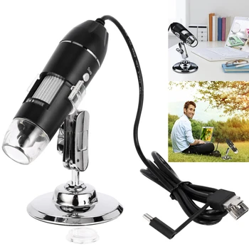 500x / 1000x / 1600x USB raqamli mikroskop sozlanishi stendli HD tekshiruv kamerasi qo'lda ishlaydigan raqamli mikroskop